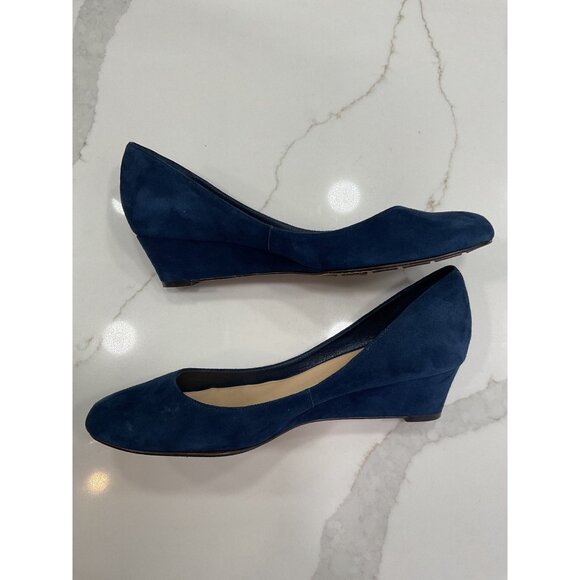Cole Haan Blue Suede Low Wedge Heel Pump Dress Casual Workwear Semi Formal S 9 - Picture 6 of 8